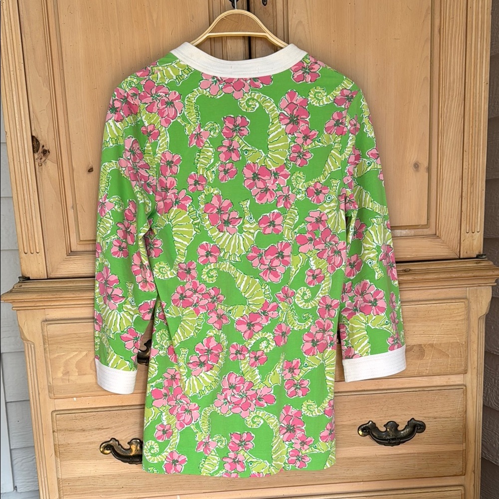 NWOT Lilly Pulitzer Green and Pink Floral Tunic - Picture 4 of 6